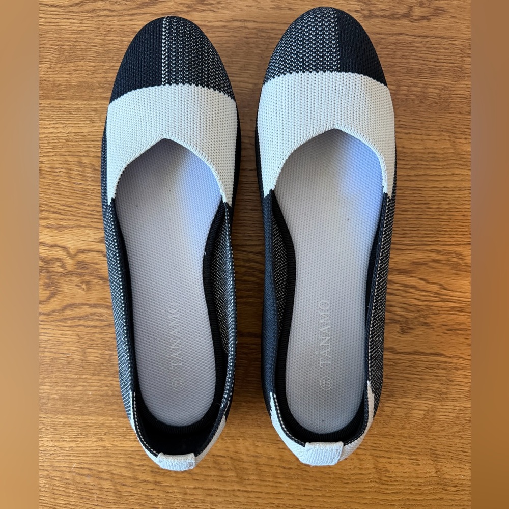 Tanamo Women's Flat Ballet Shoes Knit Flat Shoes  Round Toe Slip On Size 8.5